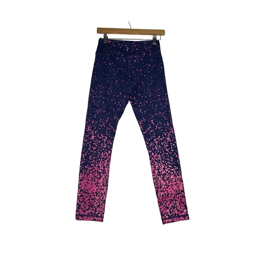 Zyia Active Leggings Navy with Pink Splatter sz 4_3